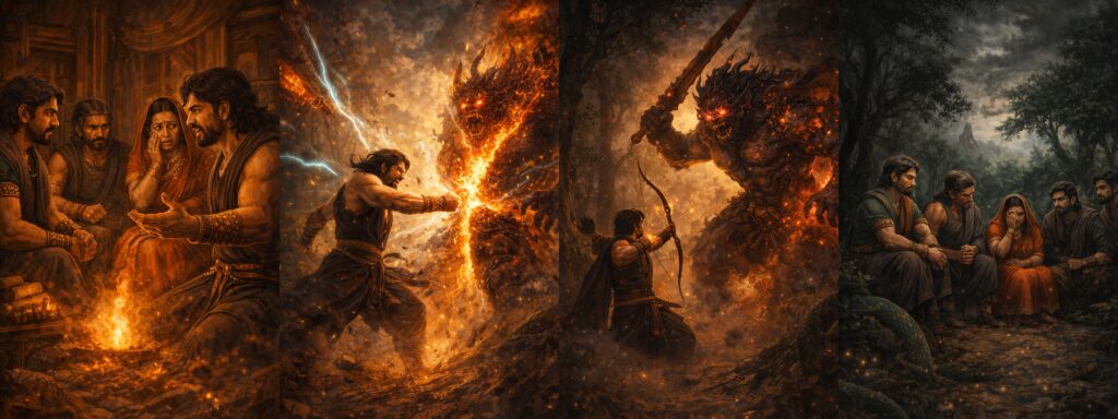  Pātāla, Bhima’s abode trembled. As Bhima prepared to leave, Belamali